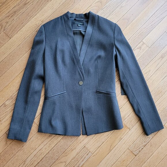 NWT Periphery Gray Blazer Modern Style Soft Wool Stretch 2 Fitted - Picture 1 of 16